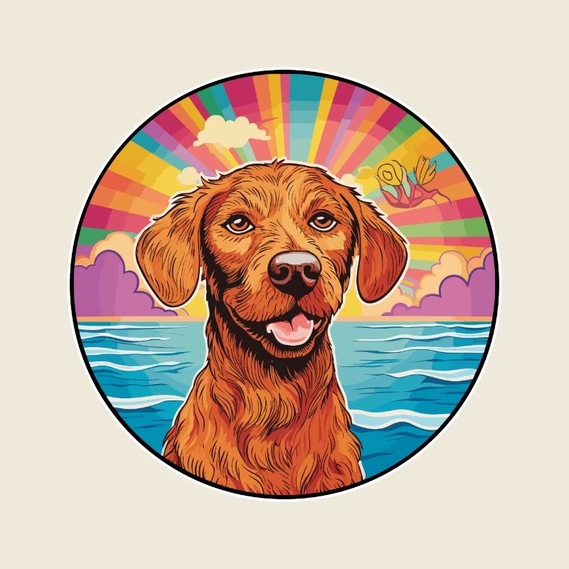 Vizsla à poil dur race de chien coloré dessin animé eau