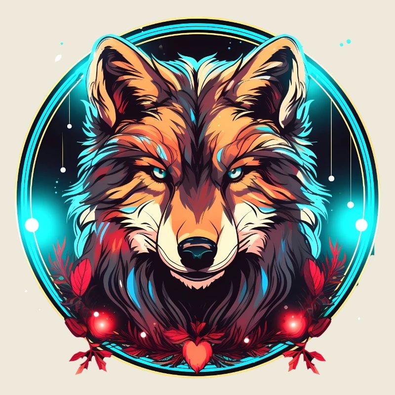 Loup avec ornement de Noël, loups d’amour