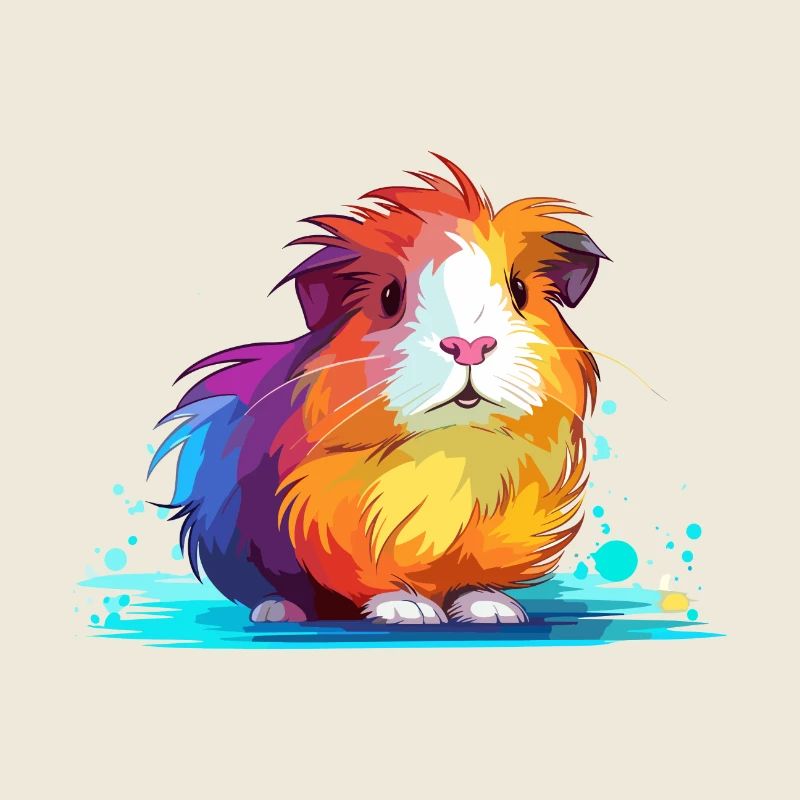 Cochon d’Inde Aquarelle Colorée Dessin Animé Kawaii Anim