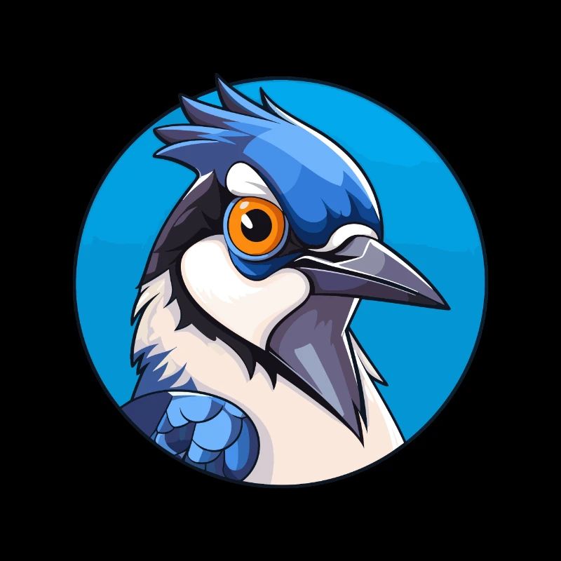 Blauer Eichelhäher Vogel Buntes Glas Bunte Karikatur Kawai