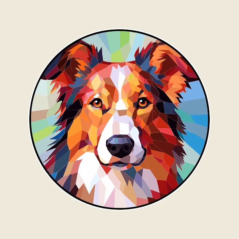 Collie Hund Buntes Glas Bunte Karikatur Kawaii A