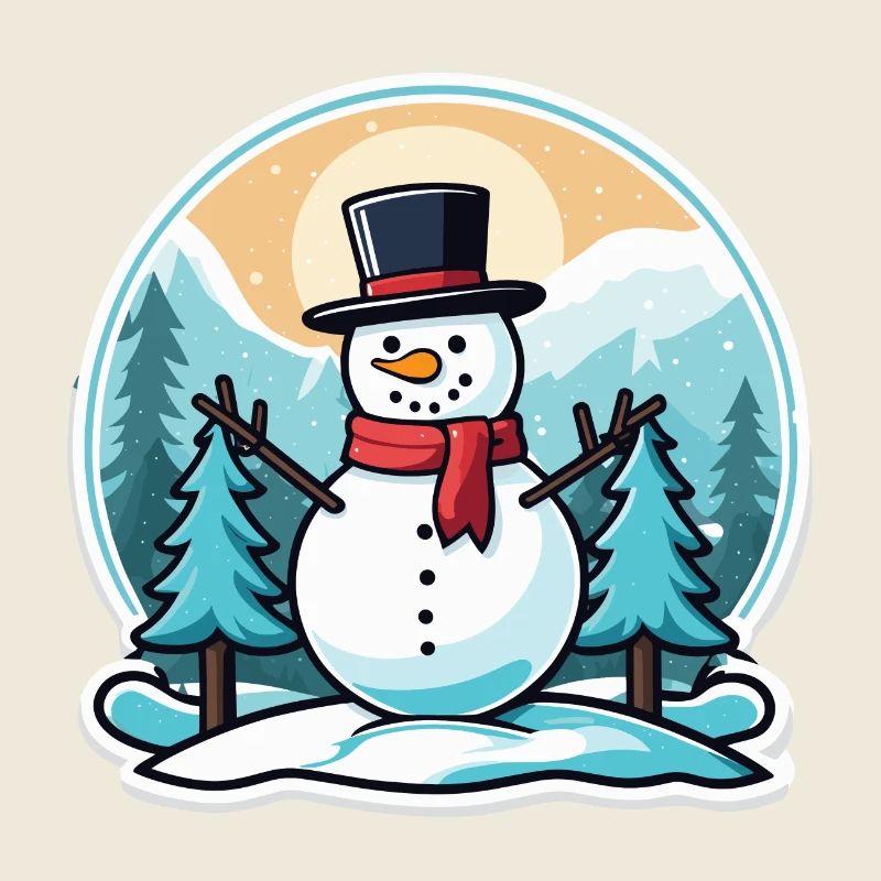 Snowman Christmas Drawing