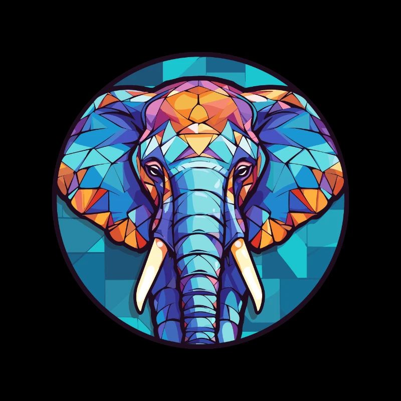 Éléphant vitrail coloré dessin animé Kawaii Ani