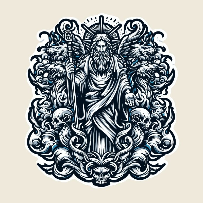 Rätselhaftes Zauberer- und Totenkopf-Artwork