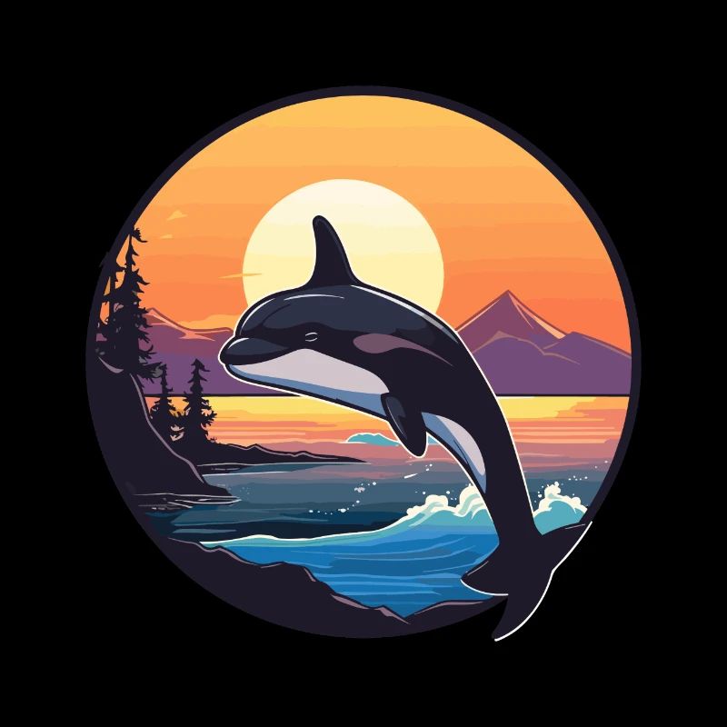 Orque drôle de dessin animé kawaii plage illustration