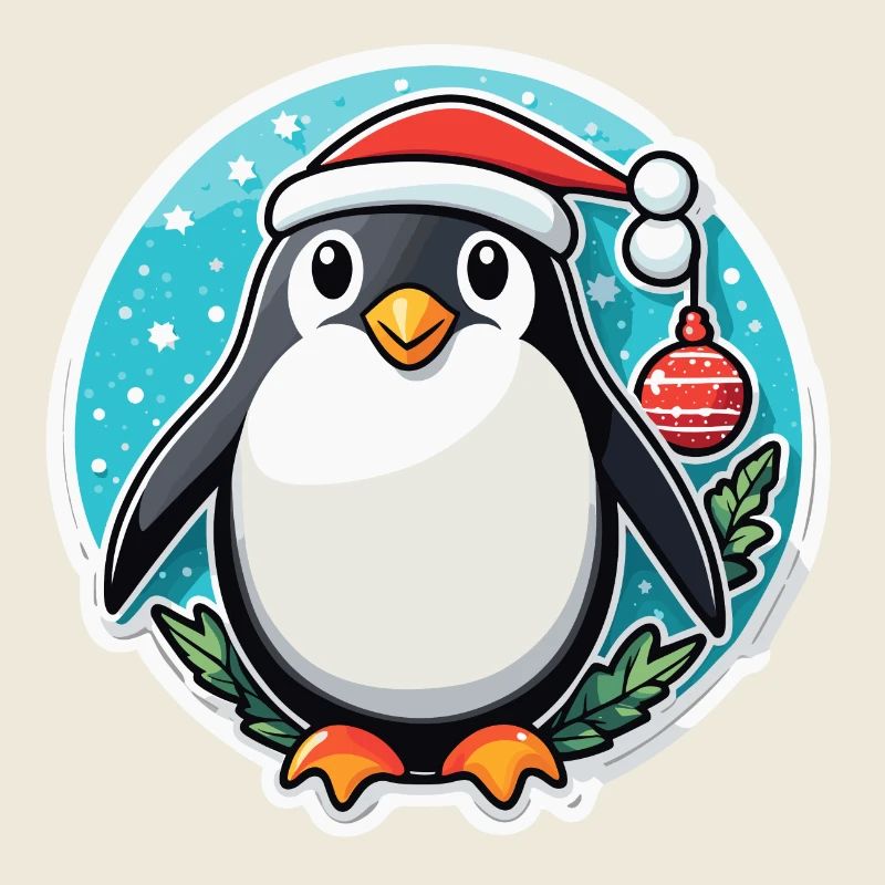 Illustration de Noël pingouin