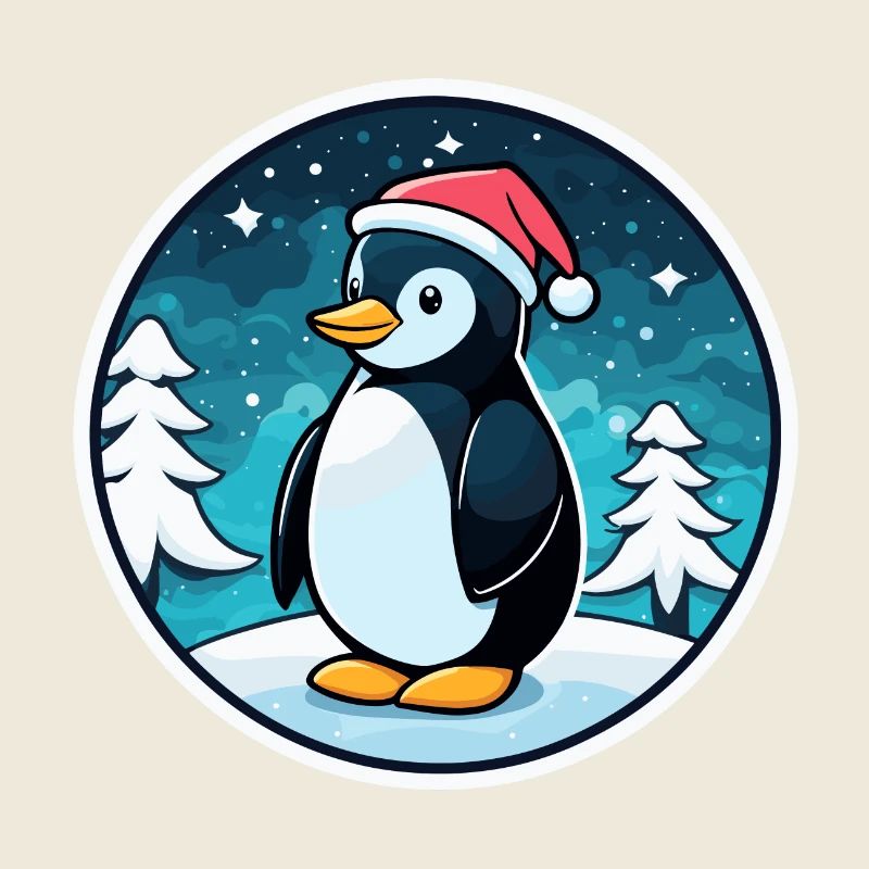 Illustration de Noël pingouin