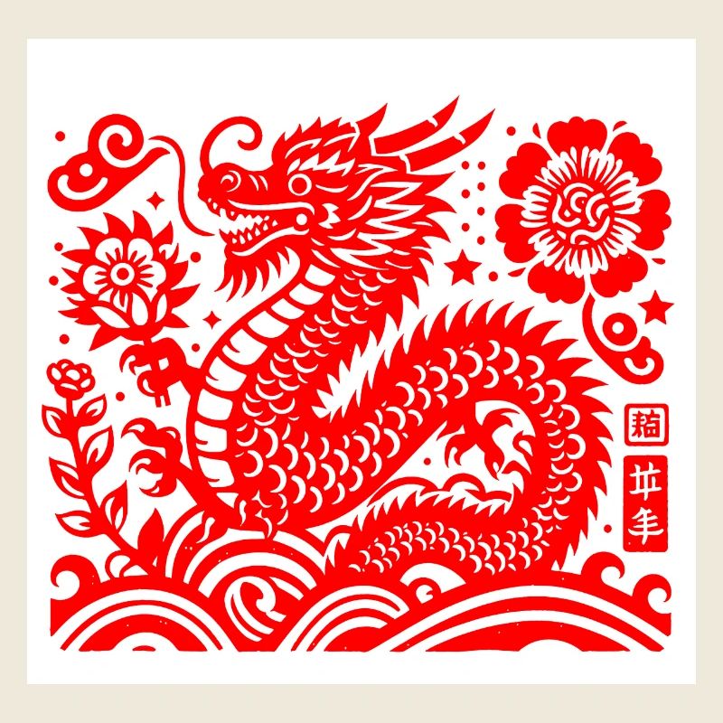 Jahr des Drachen rot