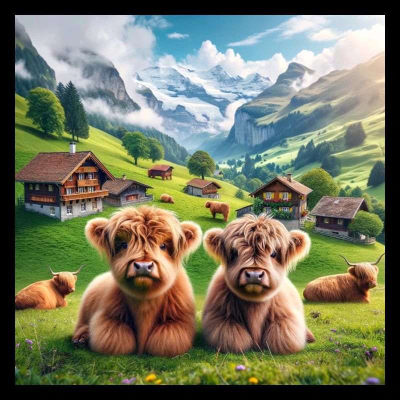 Adorable ultra fluffy Highland cattle