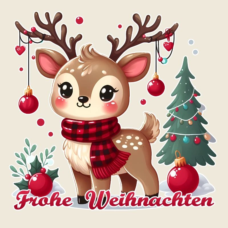 Renne avec décorations de Noël - Joyeux Noël