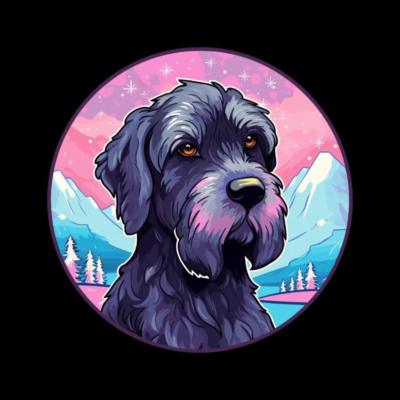 Schnauzer géant race de chien dessin animé Kawaii Watercolo