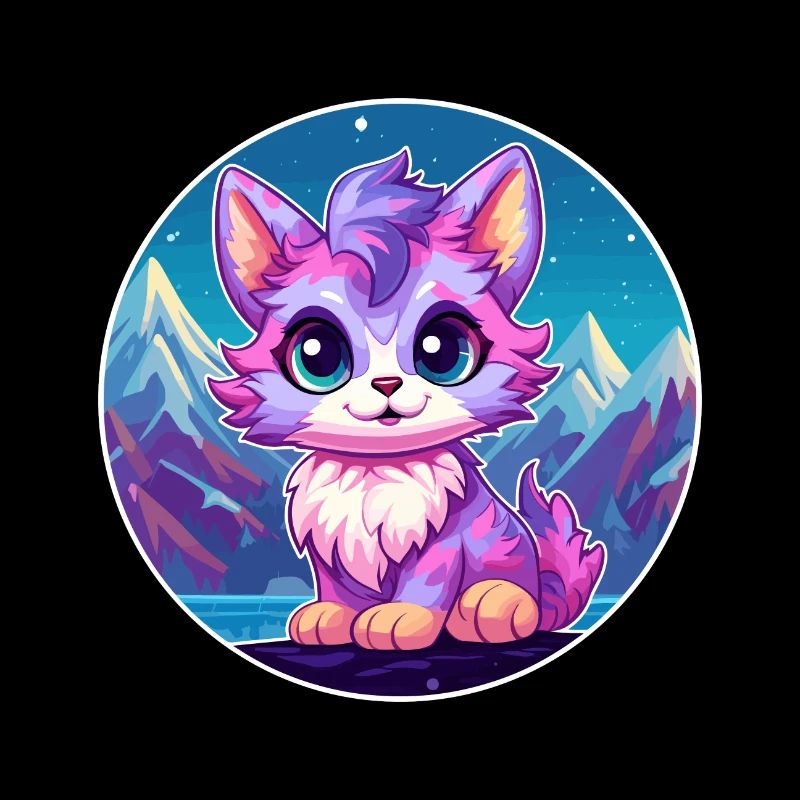 Pixie Cat Bunte Karikatur Aquarell Illustration