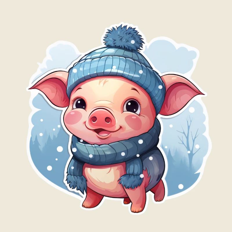 Cheerful Snow Pig