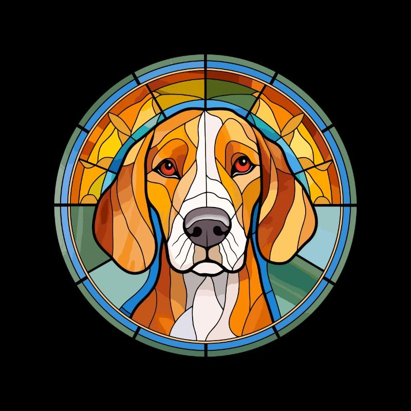 American Foxhound chien race vitrail coloré