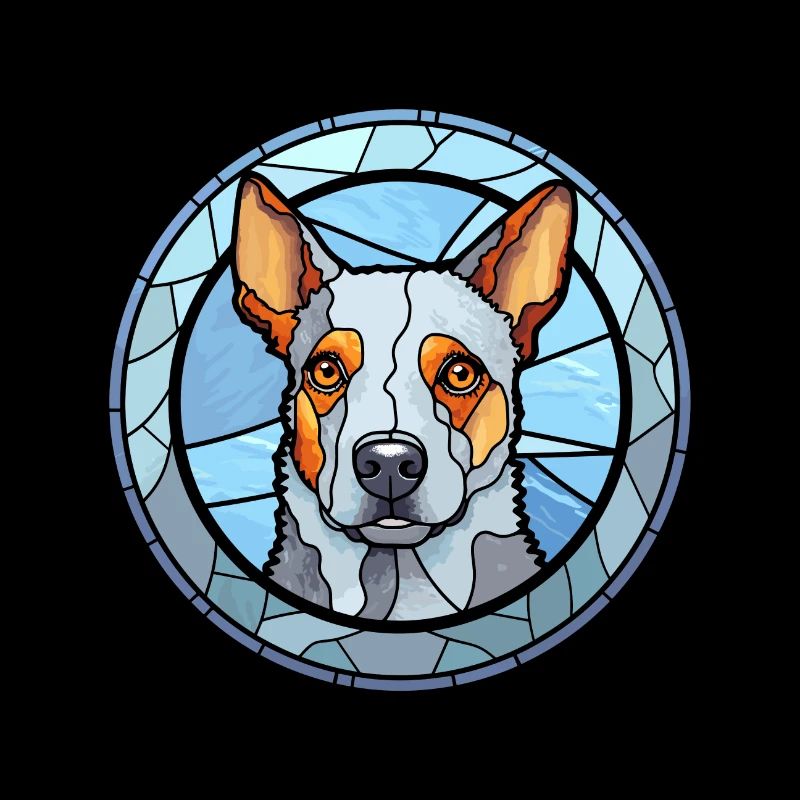 Blue Heeler chien race vitrail coloré eau