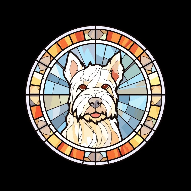 Englisch White Terrier Hunderasse Buntglas Colo