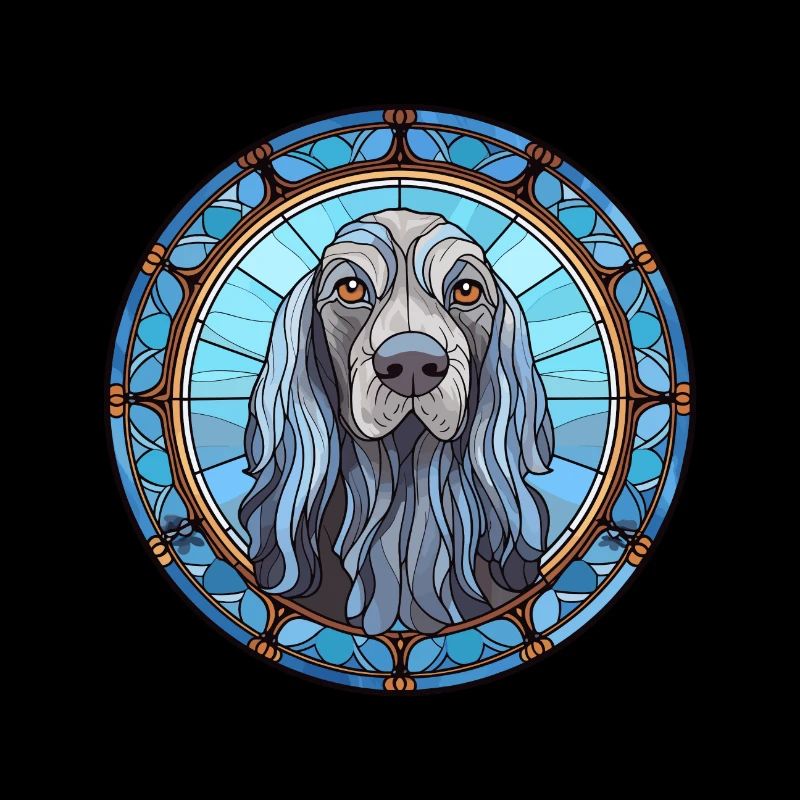 Griffon Bleu de Gascogne Hunderasse Buntglas C