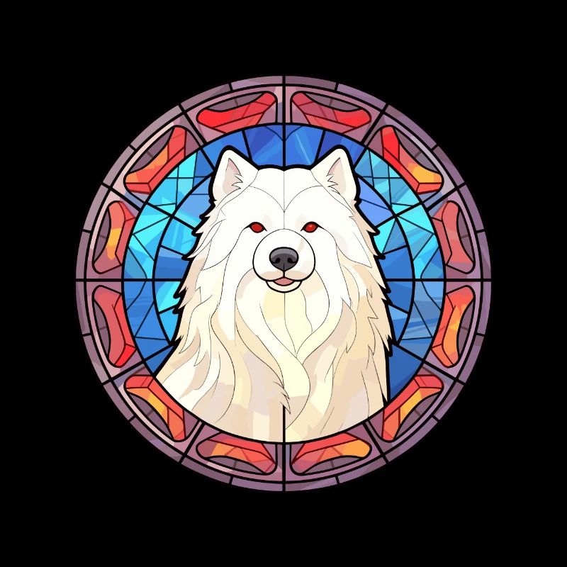 Samojede Hunderasse Buntes Glas Buntes Wassercolo