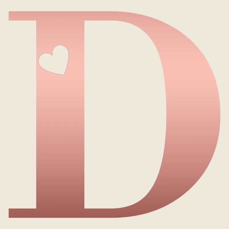 lettre D rose gold