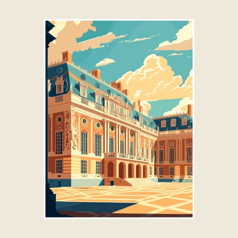 Château de Versailles Ouest décoration affiche de voyage