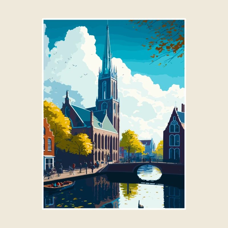 Delft Pays-Bas Vintage voyage affiche Souvenir