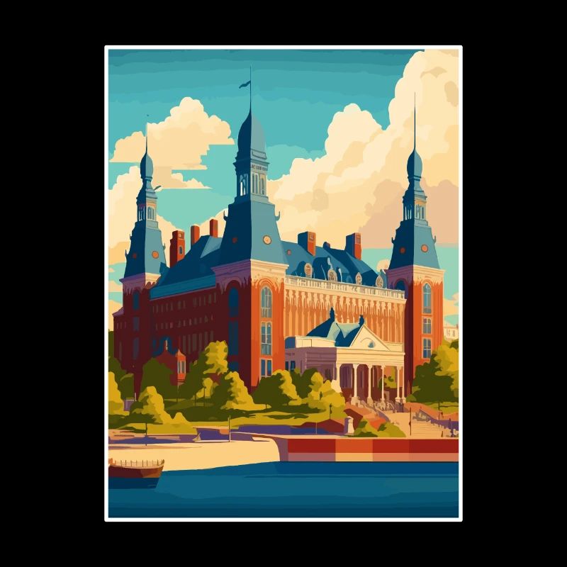 Helsingborg Suède Vintage voyage affiche Souvenir