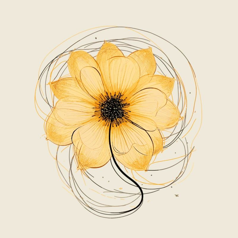 Rose One-Line Drawing Style