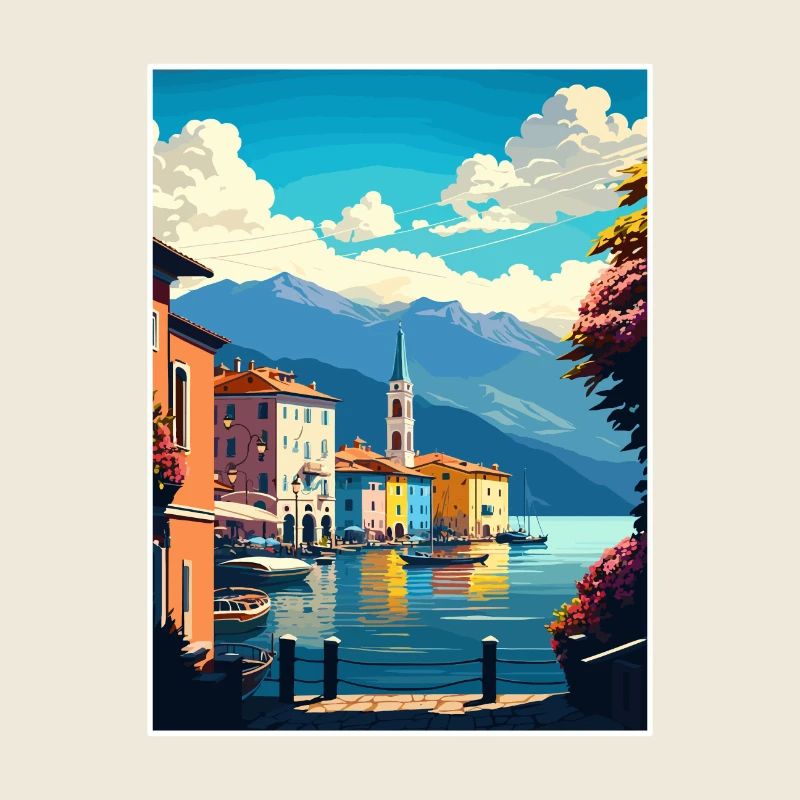Ascona Suisse Vintage voyage affiche Souvenir