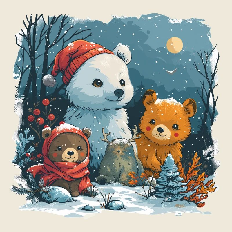 Schneemann mit Teddybär