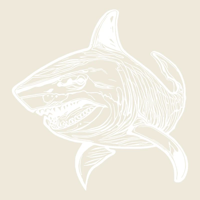 Large vintage oceanic shark with sharp teeth