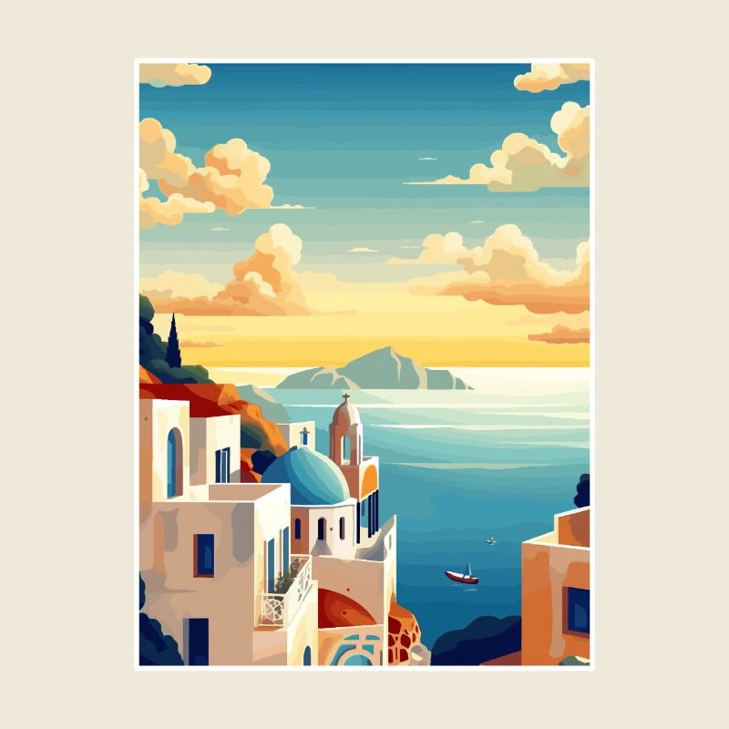 Santorin Grèce décoration grec voyage affiche