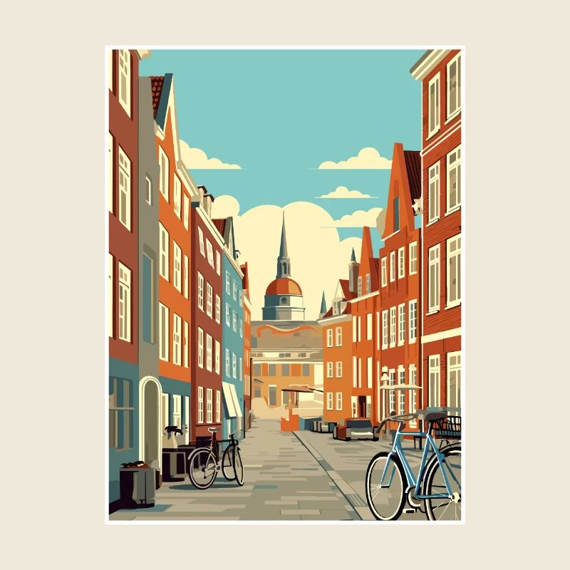 Copenhague Danemark Vintage voyage affiche Souvenir