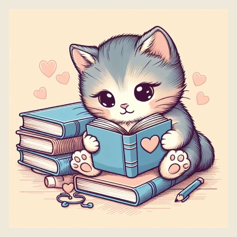 Katze mit Bücher