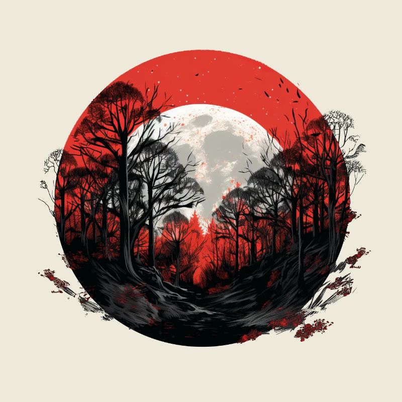 Rote Nacht im Wald