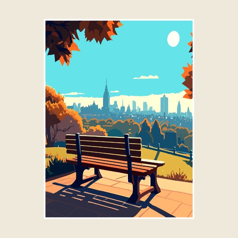 Hampstead Heath Londres Skyline affiche de voyage