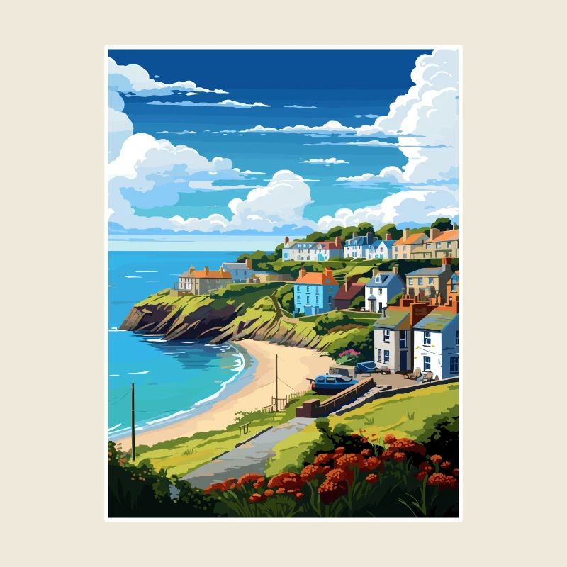 La péninsule de Roseland Cornwall affiche de voyage