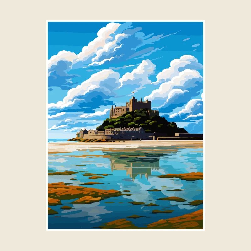St Michaels Mount Cornwall Vintage Reiseposter