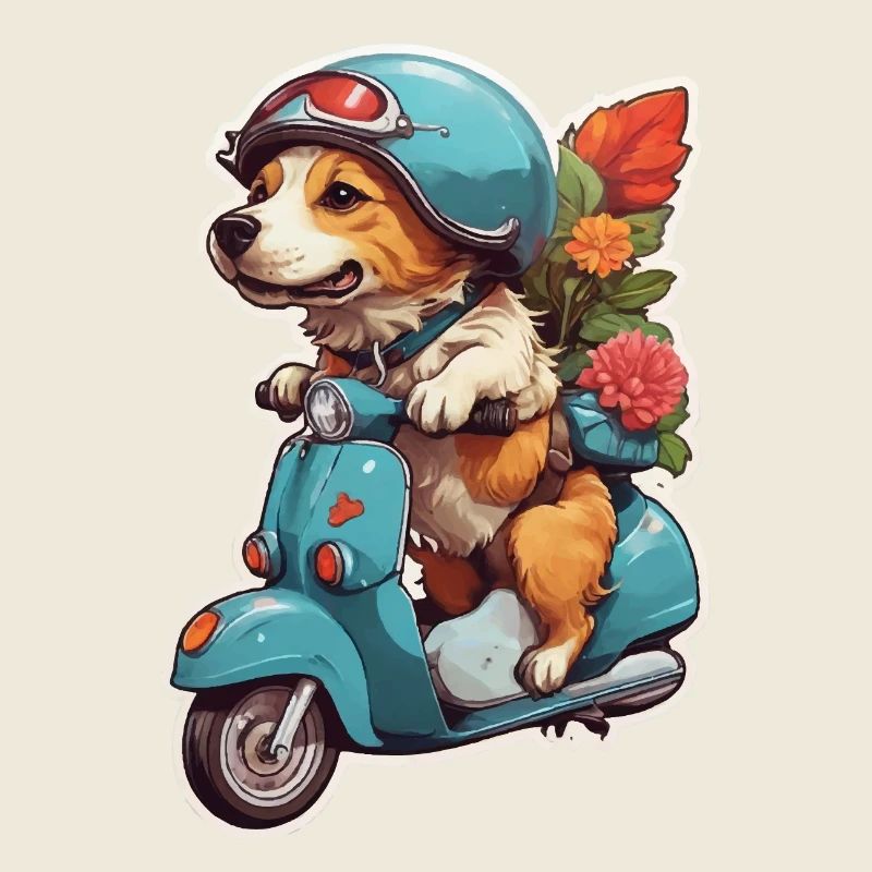Hund auf einem Roller
