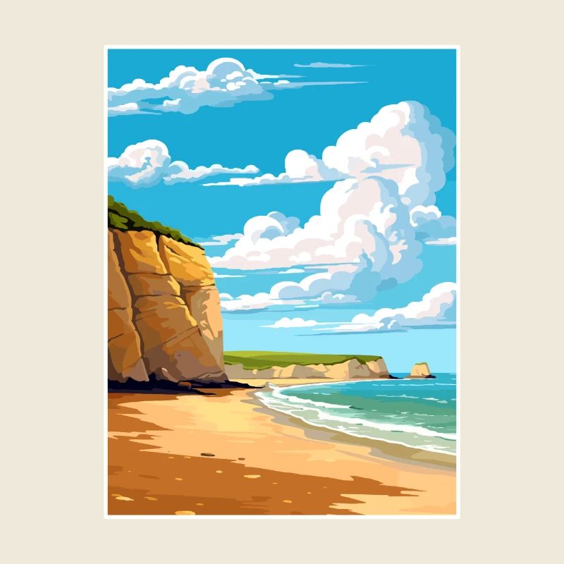 Torquay Cliffs Angleterre Vintage voyage affiche WPA