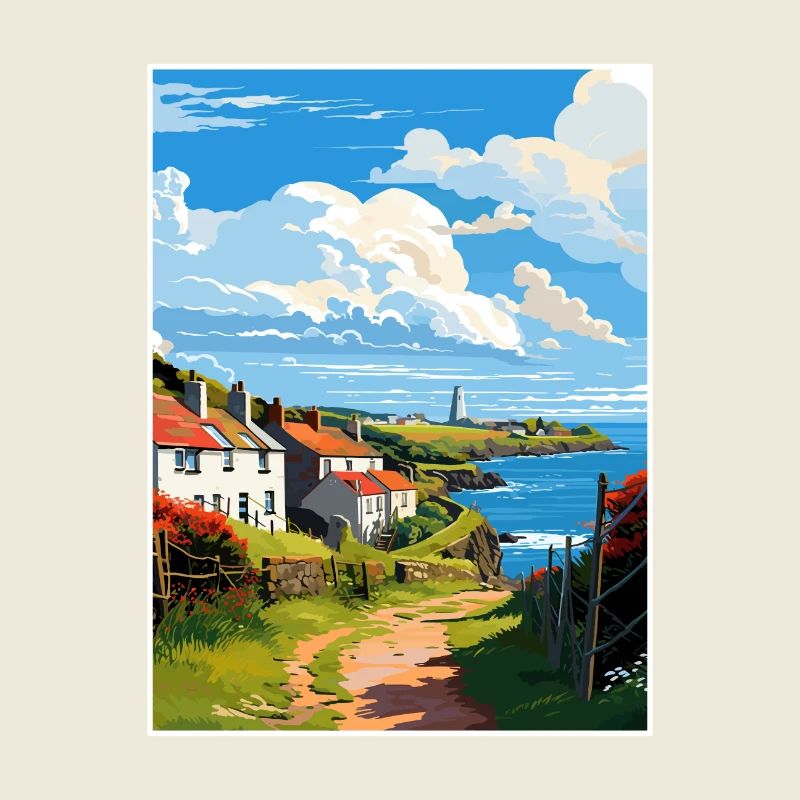 Ruan Minor Cornouailles Vintage voyage affiche Souvenir