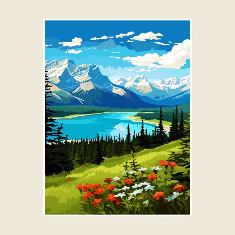 Parc national Jasper Canada Affiche de voyage Vintage