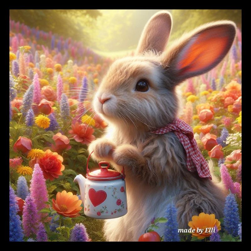Lapin dans le jardin fleuri