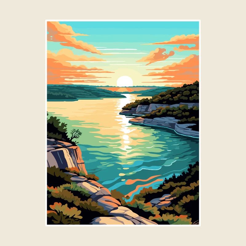 Lac Travis Texas Vintage voyage affiche Souvenir