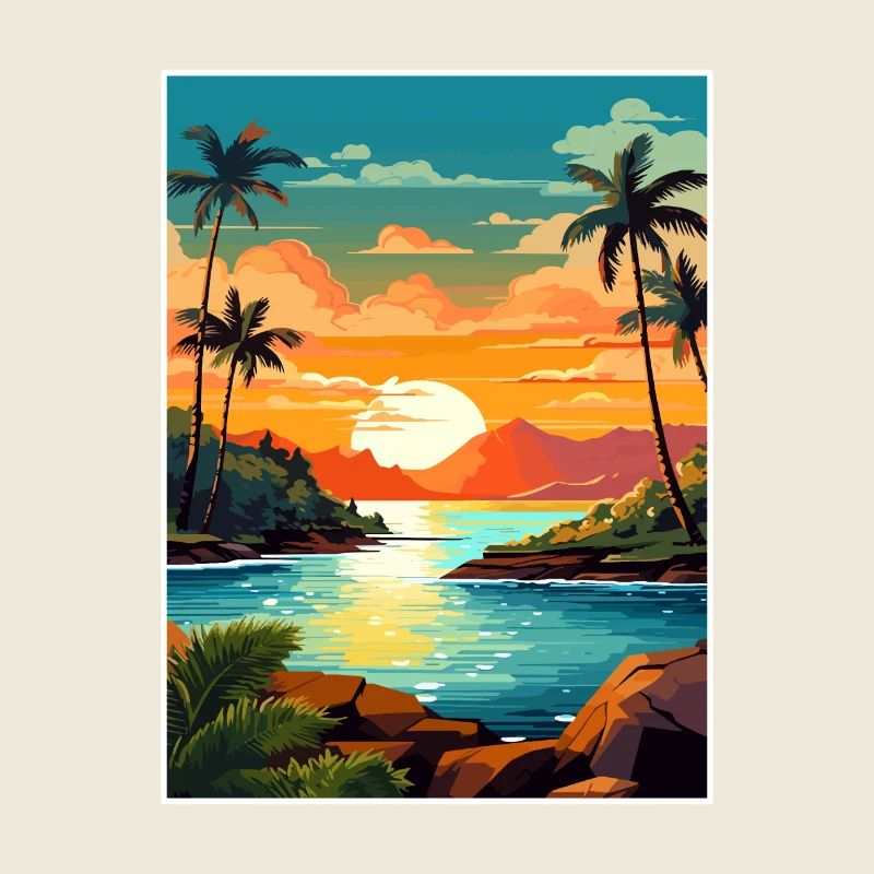 Big Island Hawaï Vintage voyage affiche Souvenir