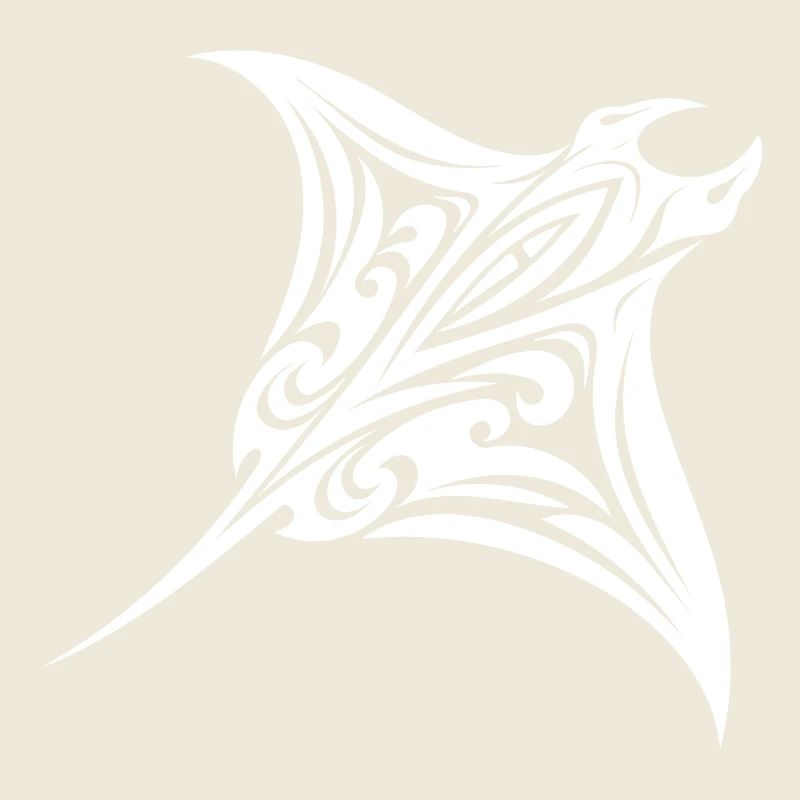 Tribal Manta Ray Style Diver Fan Tattoo