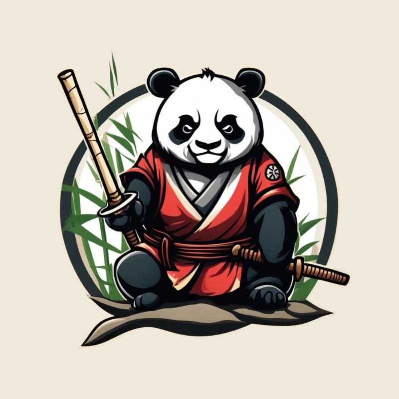Samurai Panda in his garden