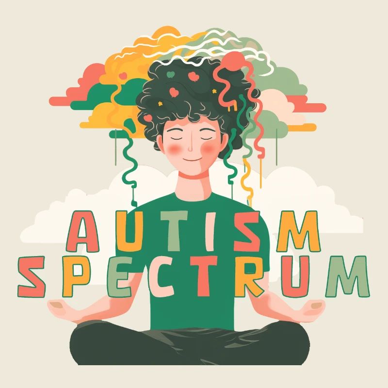 Happy autism spectrum child meditating thoughts.