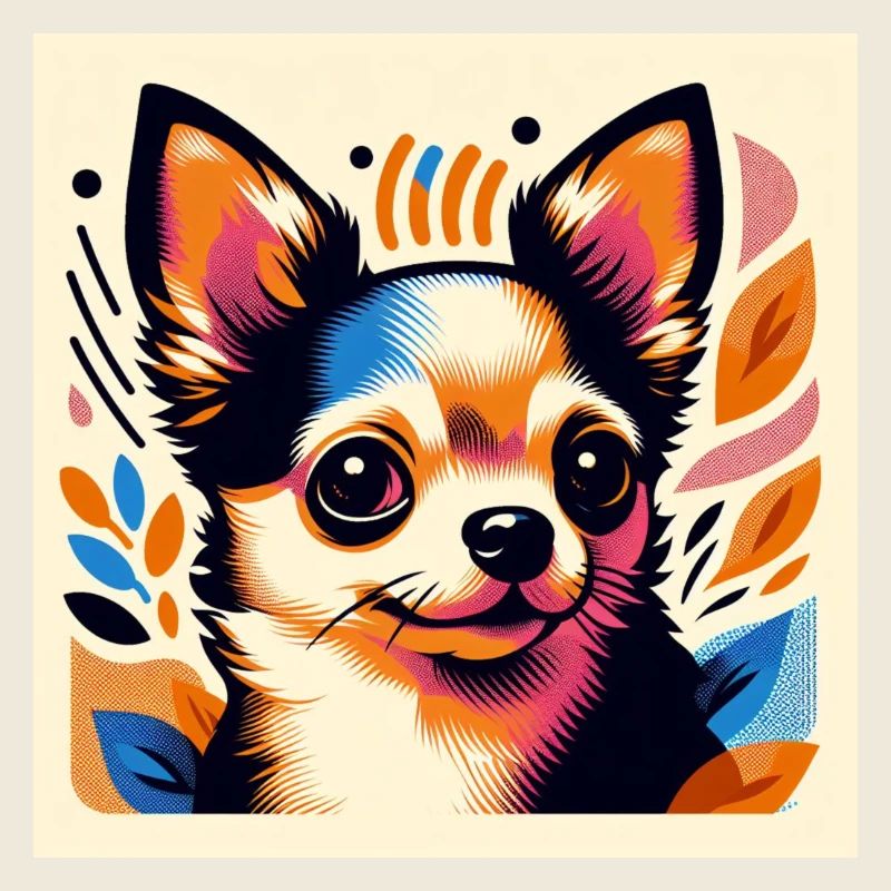 Chihuahua Risograph Vector Style 2