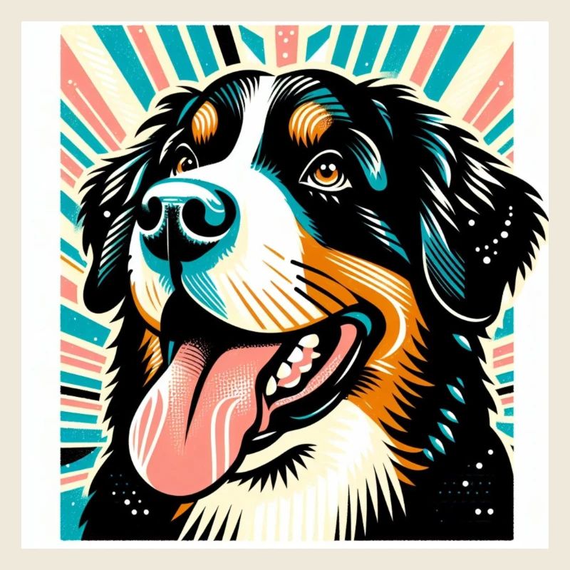 Bernese Dog Risography Vector Style