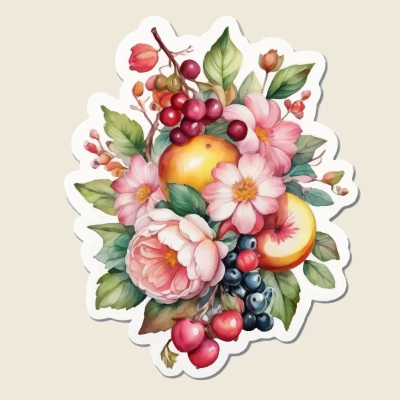 Blumen und Obst